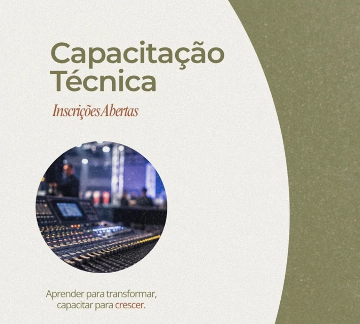 Arte de campanha de capacitação técnica do acervo; não indica inscrições atuais.